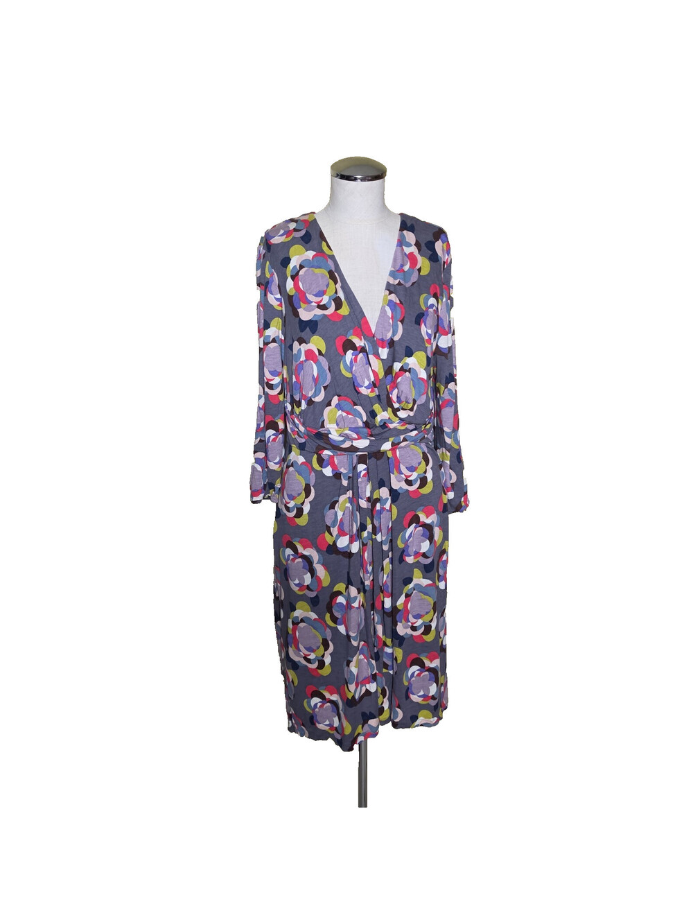 Boden Edie Women's Surplice Draped Faux Wrap V Neck Jersey Dress Size 16R UK 20R